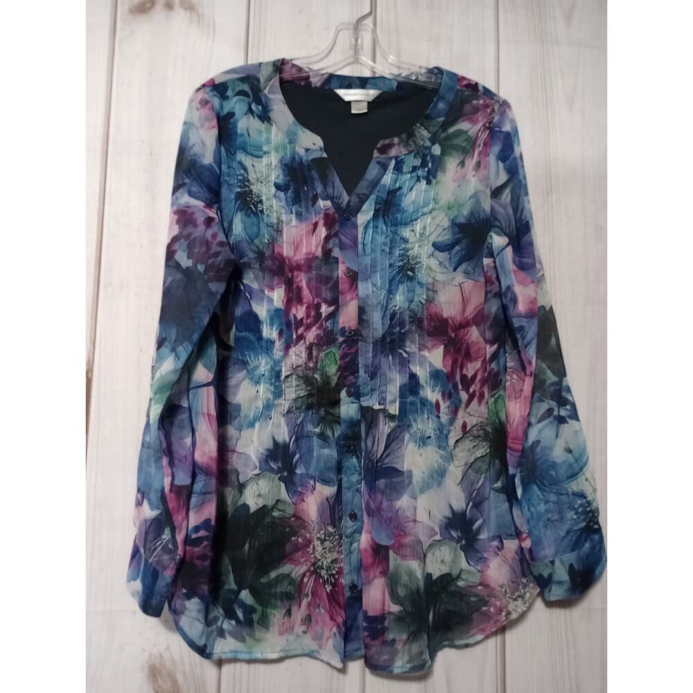 Christopher and‎ Banks Shirt Ladies Medium Floral Lightweight
